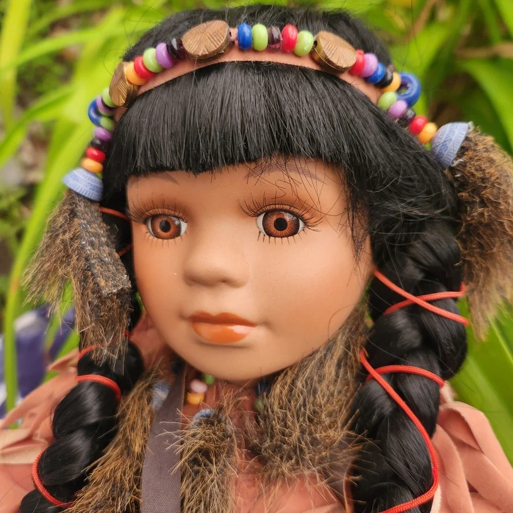Vintage Native American Style Porcelain Doll 11